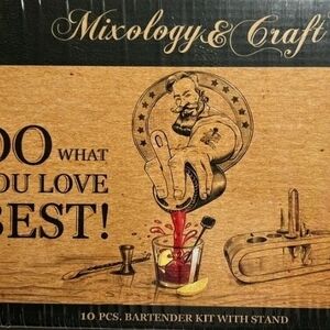 Mixology & Craft Bartender Kit with Stand - Brown